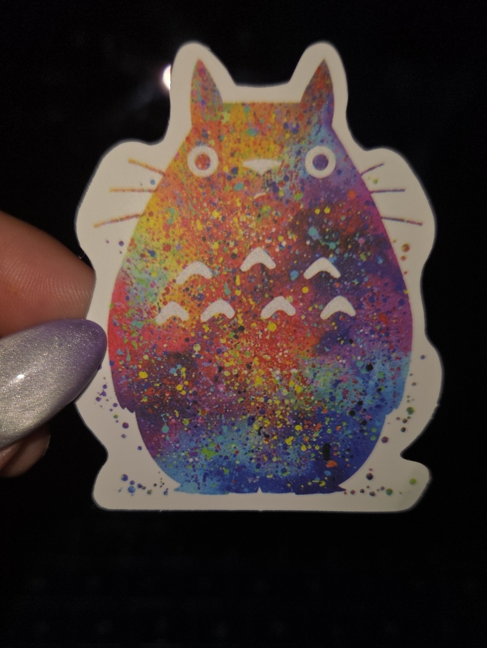 Multicolor Splash Cat Vinyl Sticker — Colorful Totoro